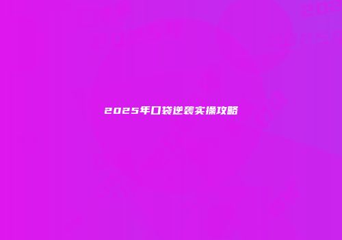 2025年口袋逆袭实操攻略