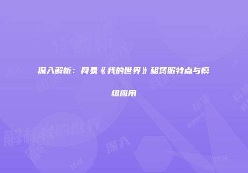 深入解析：网易《我的世界》租赁服特点与模组应用