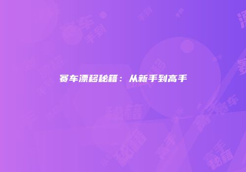赛车漂移秘籍：从新手到高手
