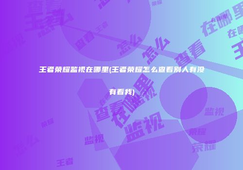 王者荣耀监视在哪里(王者荣耀怎么查看别人有没有看我)