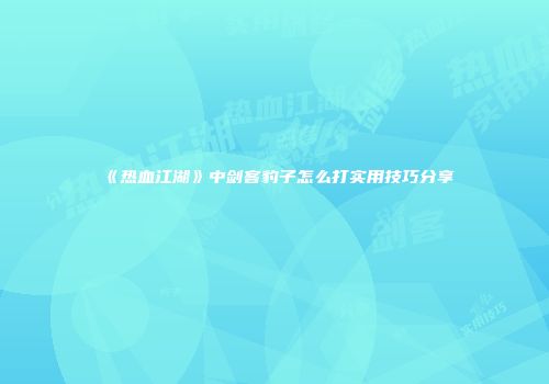 《热血江湖》中剑客豹子怎么打实用技巧分享