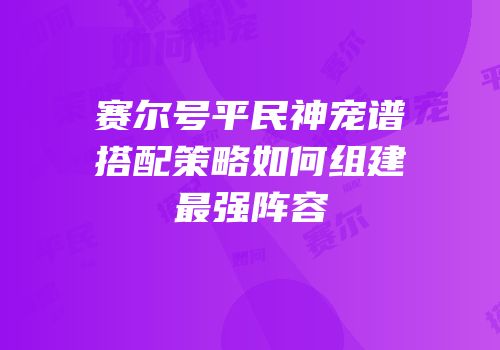 赛尔号平民神宠谱搭配策略如何组建最强阵容