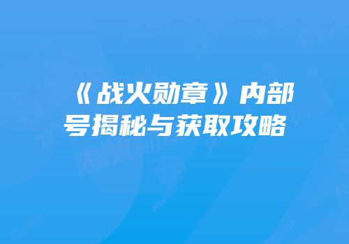 《战火勋章》内部号揭秘与获取攻略