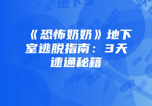 《恐怖奶奶》地下室逃脱指南：3天速通秘籍