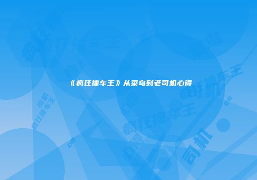 《疯狂撞车王》从菜鸟到老司机心得