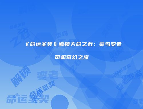 《命运圣契》解锁天命之石：菜鸟变老司机奇幻之旅