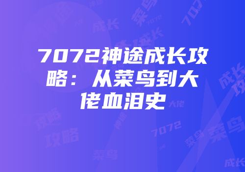 7072神途成长攻略：从菜鸟到大佬血泪史