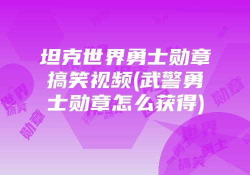 坦克世界勇士勋章搞笑视频(武警勇士勋章怎么获得)