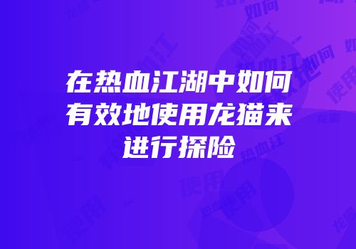 在热血江湖中如何有效地使用龙猫来进行探险
