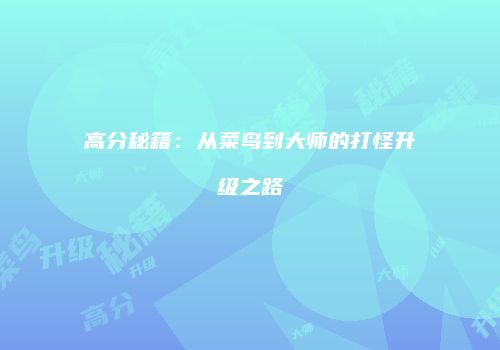 高分秘籍：从菜鸟到大师的打怪升级之路