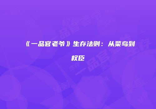 《一品官老爷》生存法则：从菜鸟到权臣