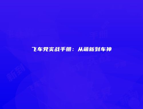 飞车党实战手册：从萌新到车神