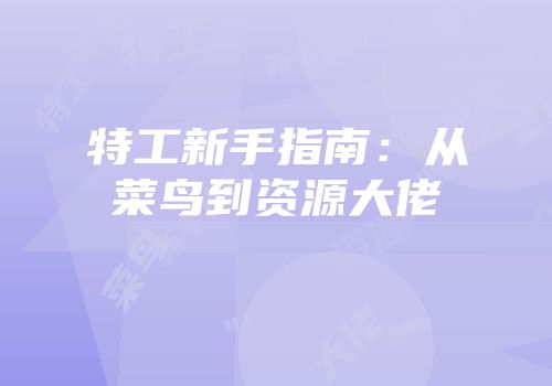 特工新手指南：从菜鸟到资源大佬