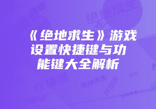 《绝地求生》游戏设置快捷键与功能键大全解析