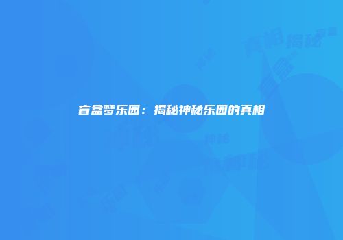盲盒梦乐园：揭秘神秘乐园的真相