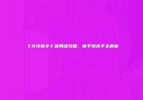 《火线指令》保姆级攻略：新手到高手全解析