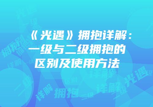 《光遇》拥抱详解：一级与二级拥抱的区别及使用方法