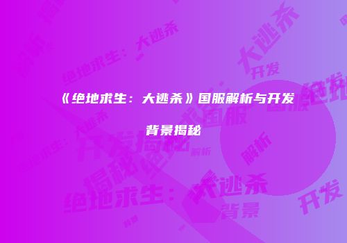 《绝地求生：大逃杀》国服解析与开发背景揭秘