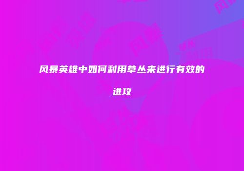 风暴英雄中如何利用草丛来进行有效的进攻