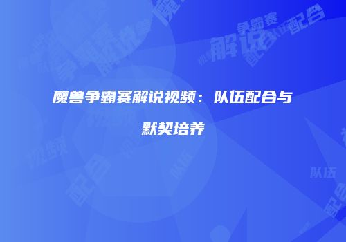 魔兽争霸赛解说视频：队伍配合与默契培养