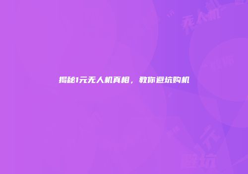 揭秘1元无人机真相，教你避坑购机