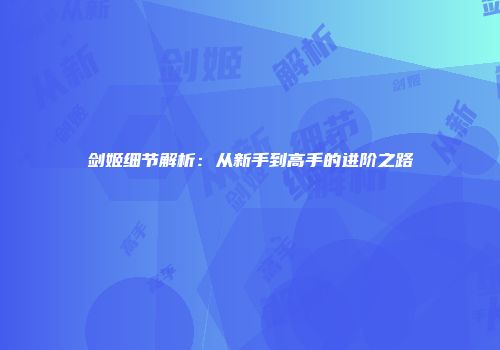 剑姬细节解析：从新手到高手的进阶之路