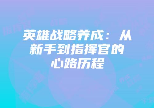 英雄战略养成：从新手到指挥官的心路历程
