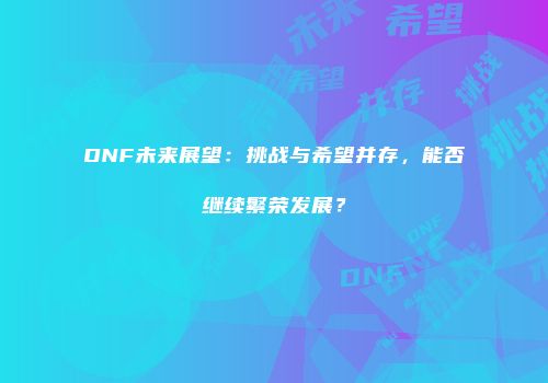 DNF未来展望：挑战与希望并存，能否继续繁荣发展？