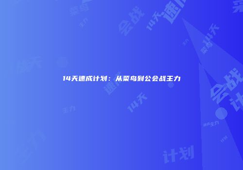 14天速成计划：从菜鸟到公会战主力
