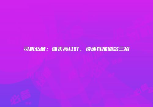 司机必备：油表亮红灯，快速找加油站三招