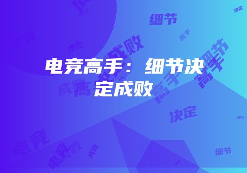 电竞高手：细节决定成败