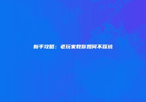新手攻略：老玩家教你如何不踩坑