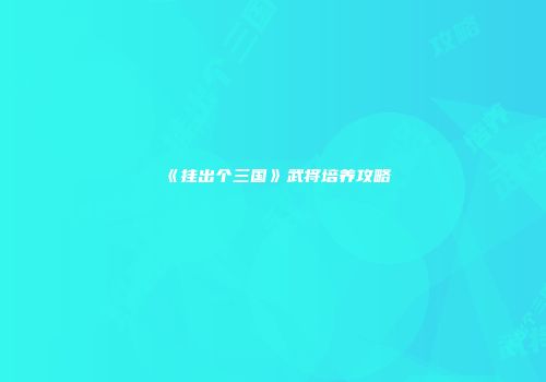 《挂出个三国》武将培养攻略