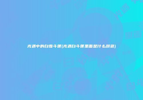 光遇中的白雪斗篷(光遇白斗篷里面是什么颜色)