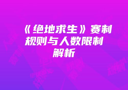 《绝地求生》赛制规则与人数限制解析