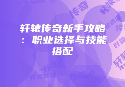 轩辕传奇新手攻略：职业选择与技能搭配