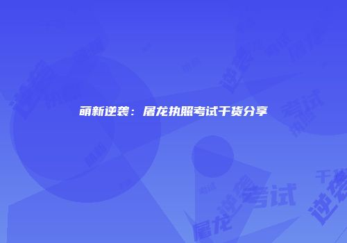 萌新逆袭：屠龙执照考试干货分享