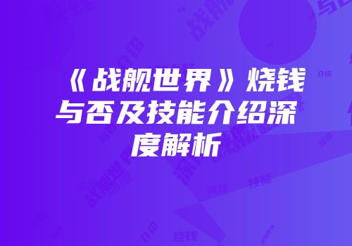 《战舰世界》烧钱与否及技能介绍深度解析