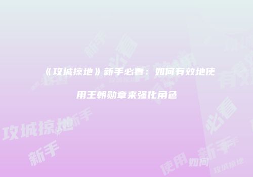 《攻城掠地》新手必看：如何有效地使用王朝勋章来强化角色