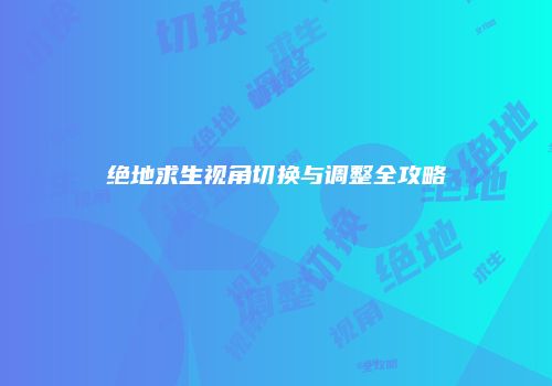绝地求生视角切换与调整全攻略