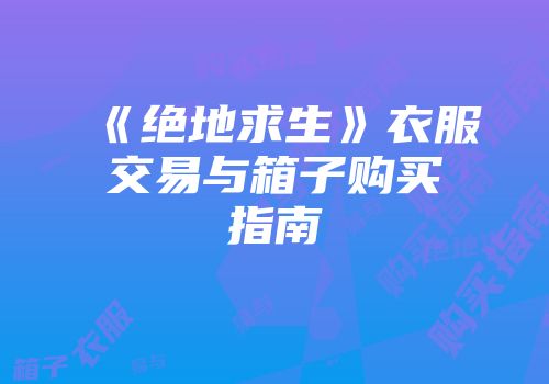 《绝地求生》衣服交易与箱子购买指南