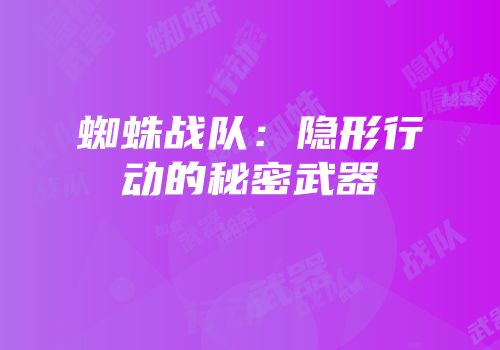 蜘蛛战队：隐形行动的秘密武器
