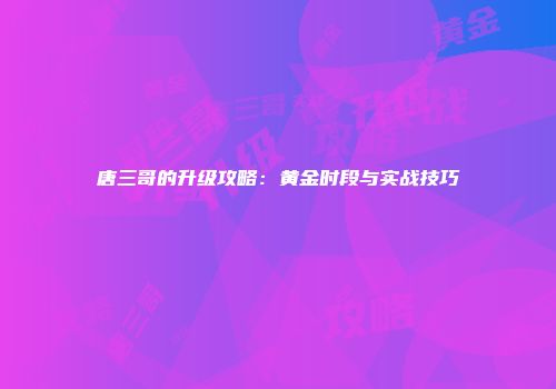 唐三哥的升级攻略：黄金时段与实战技巧