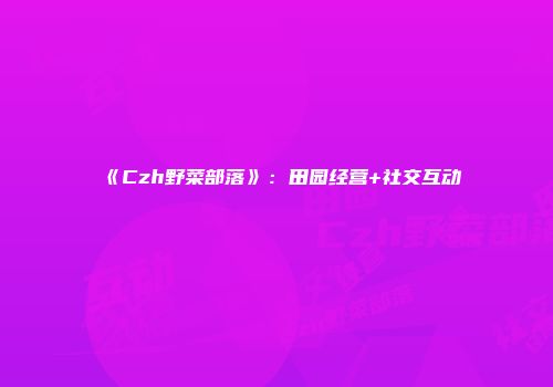 《Czh野菜部落》：田园经营+社交互动