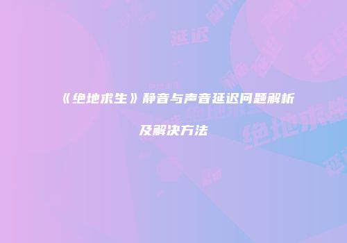 《绝地求生》静音与声音延迟问题解析及解决方法