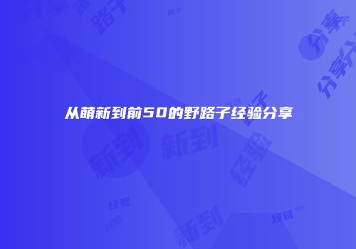 从萌新到前50的野路子经验分享