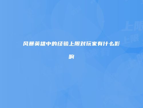风暴英雄中的经验上限对玩家有什么影响