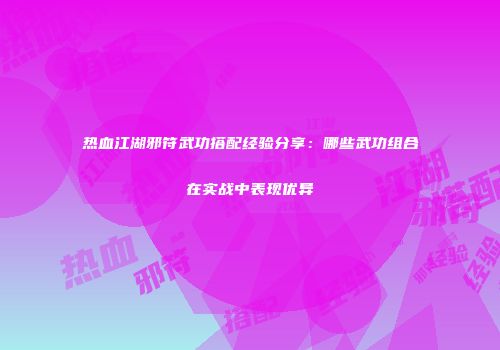 热血江湖邪符武功搭配经验分享：哪些武功组合在实战中表现优异