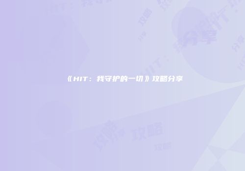 《HIT：我守护的一切》攻略分享