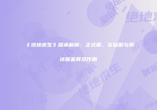 《绝地求生》版本解析：正式服、实验服与测试服差异及作用
